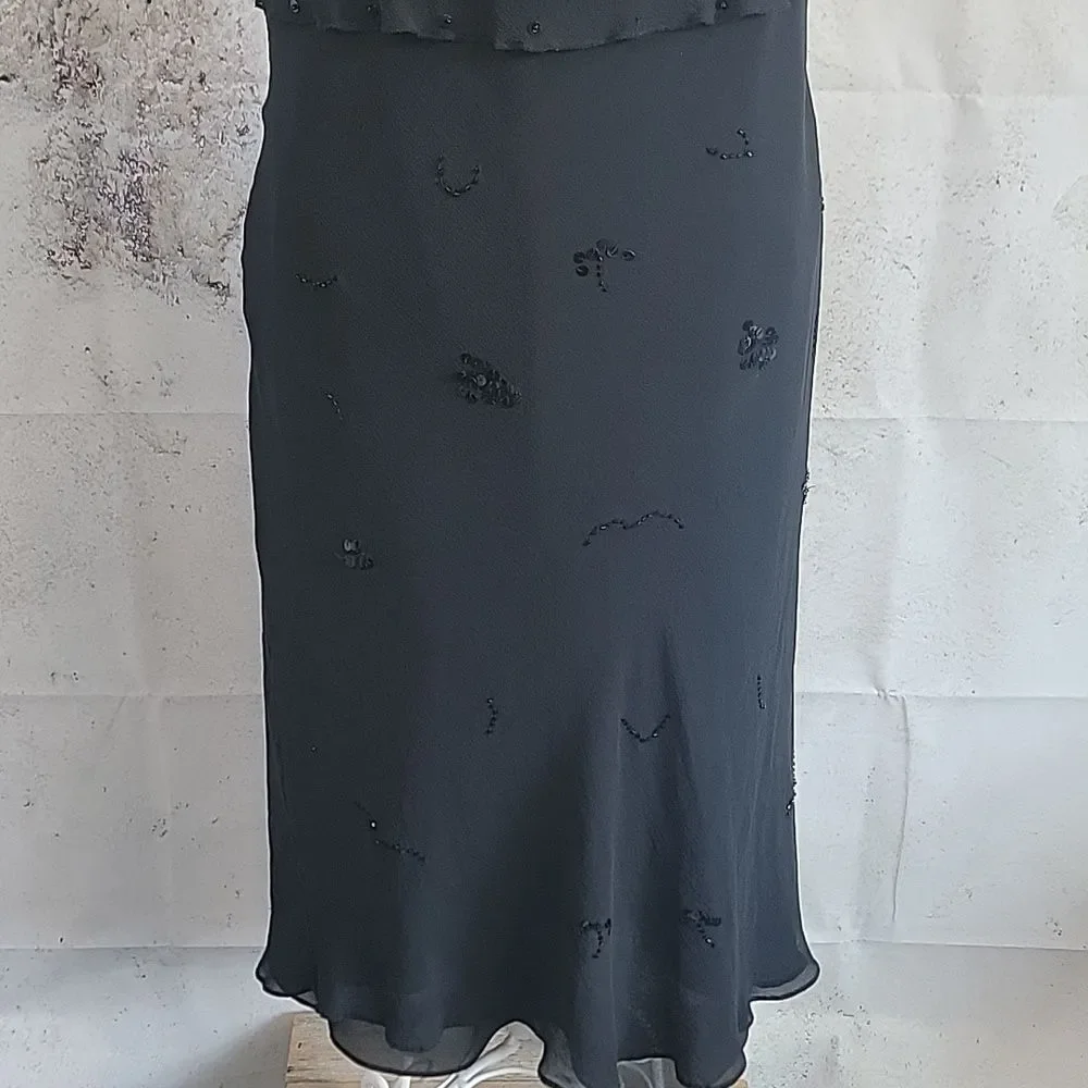 Lapis Silk Black Sleeveless Dress Womens Size L ( Runs Small )